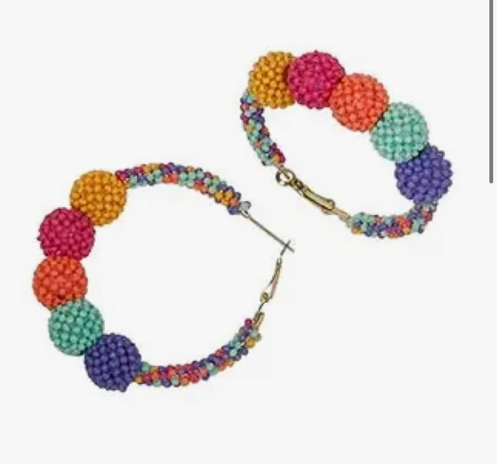 Colorful Beaded Hoops