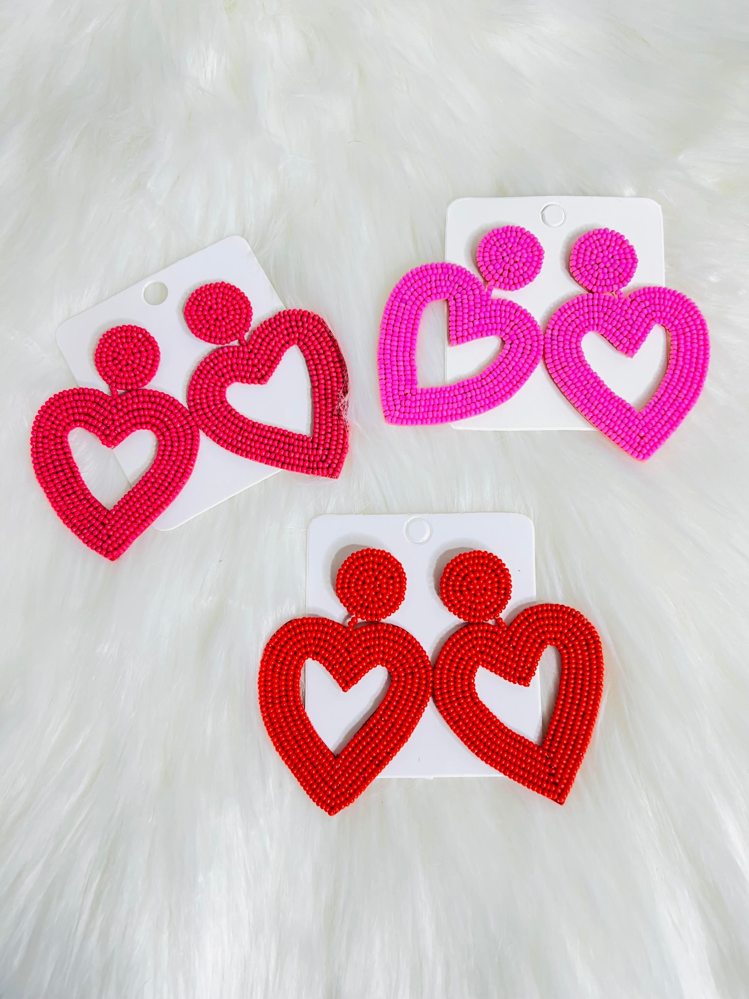 Be My Valentine Heart Beaded Earrings