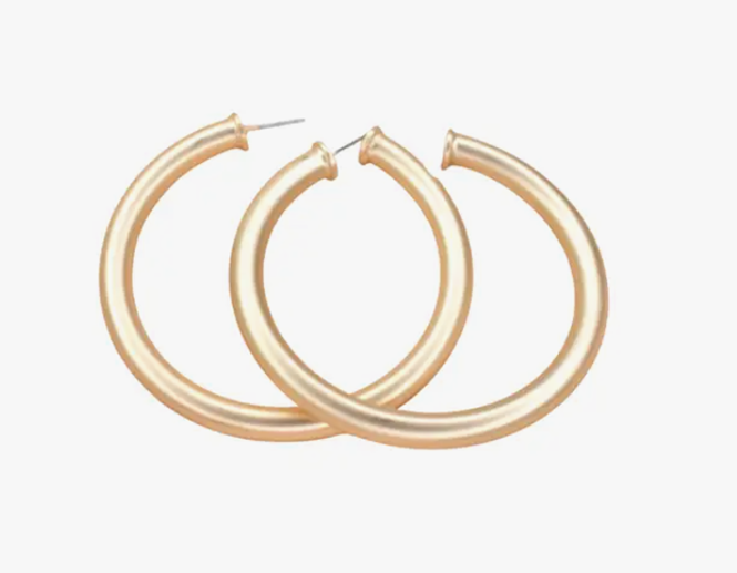 Large Matte Gold Hoop Earrings